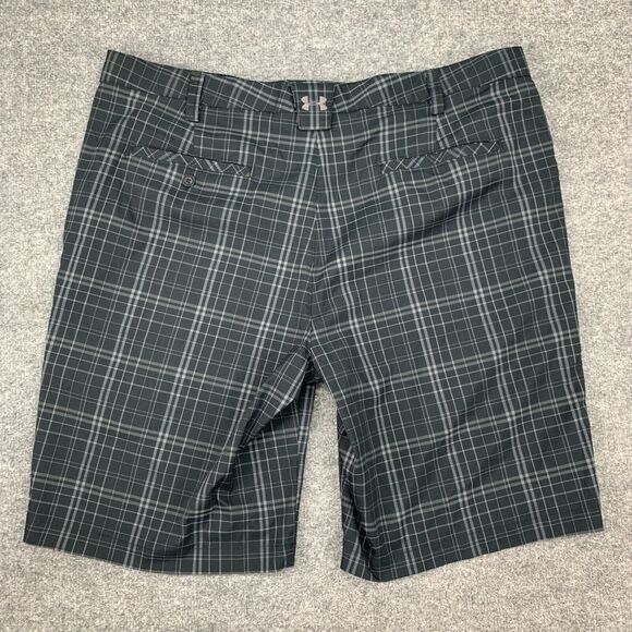 Under Armour Golf Short Mens 40 Black UA Matchplay Plaid Flat Front Performance - Picture 8 of 9